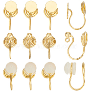 30Pcs 3 Style Brass Clip-on Earring Findings, Wire Wrap Spiral Non-pierced Earring Findings, Real 18K Gold Plated, 13.5~14x7mm, Hole: 1.4mm, 10Pcs/style(KK-BBC0011-06)