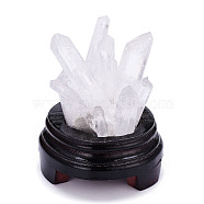 Natural Quartz Crystal Cluster Home Display Decorations, with Natural Wood Base, 10.5~12x11~13.5cm(DJEW-F012-01A)