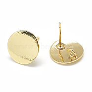 Brass Stud Earring Findings, with Loop, Flat Round, Real 18K Gold Plated, 12mm, Hole: 2.5mm, Pin: 0.8mm(KK-N200-099)