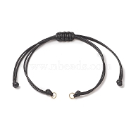 Braided Waxed Polyester Cord, with 304 Stainless Steel Jump Rings, for Adjustable Link Bracelet Making, Black, 12-3/8 inch(31.4cm), Hole: 3.6mm(AJEW-JB01153-01)