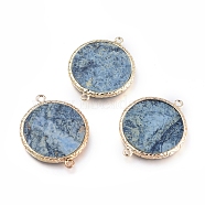 Natural Blue Spot Jasper Links connectors, with Golden Tone Brass Findings, Flat Round, 29x23x2mm, Hole: 1.5mm(G-L514-025A)