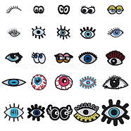AHADEMAKER Computerized Embroidery Cloth Iron on/Sew on Patches, Costume Accessories, with Hot Melt Adhesive, Appliques, Eye & Eyelash, Mixed Color, 15~86x26.5~91x1.4mm, 25pcs/set, 1 set/box(DIY-GA0004-21)