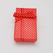 Cardboard Necklace Boxes with Bowknot and Sponge Inside, for Necklaces and Pendants, Rectangle, Red, 80x50x25mm(CBOX-R012-3)