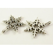 Christmas Snowflake Tibetan Style Alloy Pendants, Cadmium Free & Nickel Free & Lead Free, Antique Silver, 23x17.5mm, Hole: 1.5mm(LF0353Y-NF)