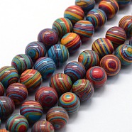 Synthetic Malachite Beads Strands, Dyed, Round, Colorful, 4mm, Hole: 0.6mm, about 95pcs/strand,  14.76 inch(37.5cm)(G-I199-32-4mm-D)