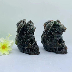 Natural Syenite Sculpture Ornaments, for Home Office Desk Decorations, Dragon, 70mm(PW-WGB305D-01)