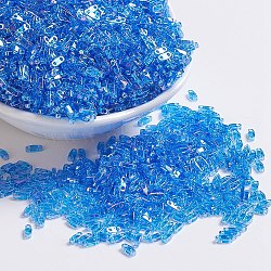 MIYUKI Quarter TILA Beads, Japanese Seed Beads, 2-Hole, (QTL261) Transparent Sapphire AB, 5x1.2x1.9mm, Hole: 0.8mm, about 480pcs/10g(X-SEED-J020-QTL261)