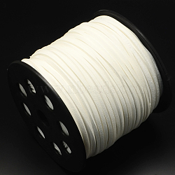 Faux Suede Cord, Faux Suede Lace, One Side Covering with Imitation Leather, Creamy White, 2.7x1.4mm, about 98.42 yards(90m)/roll(LW-R006-03)