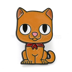 Zinc Alloy Brooches, Enamel Pins, Black, Animals, Cat Shape, 27.5x19.5x1.5mm(JEWB-O017-01F)