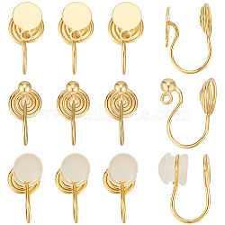 30Pcs 3 Style Brass Clip-on Earring Findings, Wire Wrap Spiral Non-pierced Earring Findings, Real 18K Gold Plated, 13.5~14x7mm, Hole: 1.4mm, 10Pcs/style(KK-BBC0011-06)