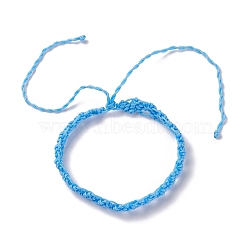 Nylon Thread Braided Cord Bracelet, Lucky Adjustable Bracelet for Women, Deep Sky Blue, Inner Diameter: 2~4-3/4 inch(5.1~12.1cm)(BJEW-JB07412-02)