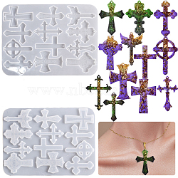 Pendant Silicone Molds, Resin Casting Molds, For UV Resin, Epoxy Resin Craft Making, Cross, White, 233x174x6mm, Inner Diameter: 68~71x43~55mm(SIMO-PW0002-49)