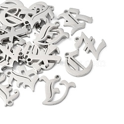 304 Stainless Steel Pendants, Letter, Random Mixed Letters, 15~17x9.5~19x1mm, Hole: 1.6~1.8mm(STAS-CJC0001-22)