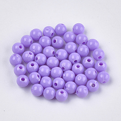 Opaque Plastic Beads, Round, Lilac, 6x5.5mm, Hole: 1.8mm, about 479pcs/50g(X-KY-T005-6mm-624)