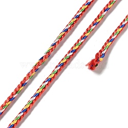 Five Tone Polyester Jewelry Braided Cord, Round, Colorful, 2mm, about 49.21 Yards(45m)/Roll(OCOR-G015-05B-01)