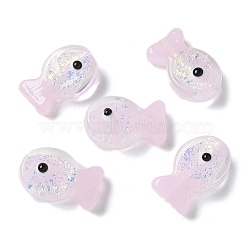 Handmade Foil Lampwork Fish Beads, with Enamel, Gradient Color, Pink, 20x23x8.5mm, Hole: 1.8mm(FOIL-Z001-01G)