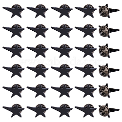 SUPERFINDINGS 30Pcs Star Alloy Brooches, Men's Shirt Collar Pins, Black, 14.5x21.5x1.5mm(AJEW-FH0004-31B)