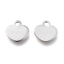 Stainless Steel Charms, Stamping Blank Tag, Heart, Stainless Steel Color, 5.64x5.68x0.61mm, Hole: 1.2mm(STAS-L236-08P)