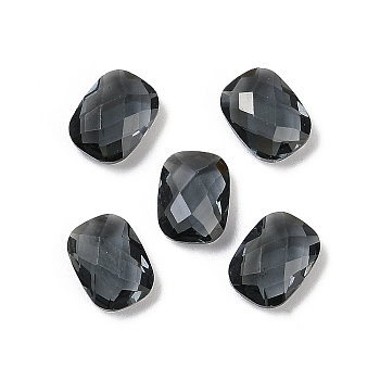 Glass Cabochons, Rectangle, Black, 8x6x3.5mm