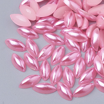 ABS Plastic Imitation Pearl Cabochons, Horse Eye, Hot Pink, 8x4x2.5mm, about 5000pcs/bag