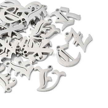 304 Stainless Steel Pendants, Letter, Random Mixed Letters, 15~17x9.5~19x1mm, Hole: 1.6~1.8mm
