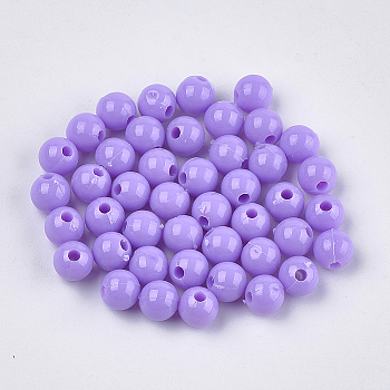 Opaque Plastic Beads, Round, Lilac, 6x5.5mm, Hole: 1.8mm, about 479pcs/50g