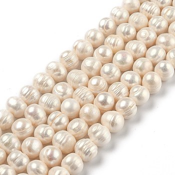 Natural Cultured Freshwater Pearl Beads Strands, Potato, Bisque, 9~11mm, Hole: 0.7mm, about 36pcs/strand, 13.66 inch(34.7cm)