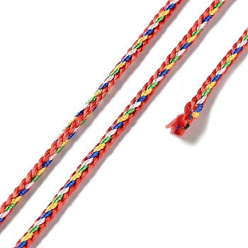 Five Tone Polyester Jewelry Braided Cord, Round, Colorful, 2mm, about 49.21 Yards(45m)/Roll