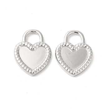 304 Stainless Steel Pendants, Heart Charms, Stainless Steel Color, 18x14x3mm, Hole: 4.5x5mm