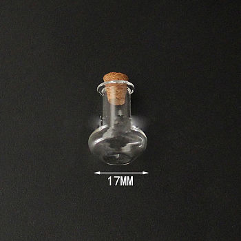 Mini High Borosilicate Glass Bottle Bead Containers, Wishing Bottle, with Cork Stopper, Vase, Clear, 2.2x1.7cm