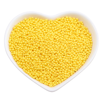 Ornaland Opaque Glass Seed Beads, Grade AA, Round, Yellow, 2.3x1.5mm, Hole: 1mm, about 17000pcs/bag