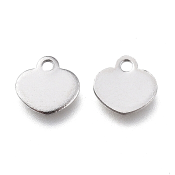 Stainless Steel Charms, Stamping Blank Tag, Heart, Stainless Steel Color, 5.64x5.68x0.61mm, Hole: 1.2mm