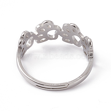 201 Stainless Steel Hollow Out Dog Paw Prints Adjustable Ring for Women(RJEW-K238-10P)-2