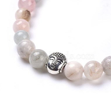 Natural Morganite Braided Bead Bracelets(BJEW-JB04243-03)-2