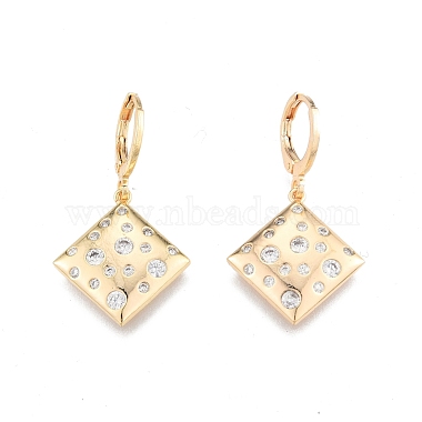 Boucles d'oreilles pendantes en losange avec zircone cubique transparente(EJEW-N012-70)-2