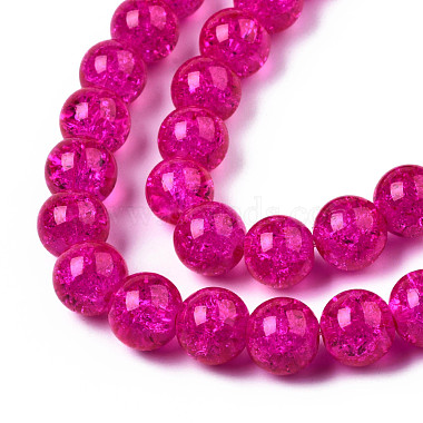 1Strand Fuchsia Transparent Crackle Glass Round Beads Strands(X-CCG-Q001-10mm-08)-3