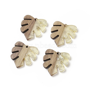 Transparent Resin & Walnut Wood Pendants(RESI-XCP0001-86)-3