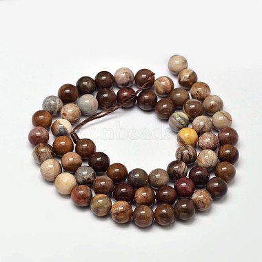 Natural Petrified Wood Round Bead Strands(X-G-F266-08-6mm)-2