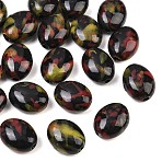 Handmade Porcelain Beads, Fancy Antique Glazed Porcelain, Oval, Black, 15.5~16x13~14x9~9.5mm, Hole: 2mm(X-PORC-S496-P06)