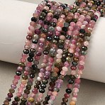 Natural Multicolor Tourmaline Bead Strands, Faceted, Rondelle, 4x3mm, Hole: 1mm, about 128pcs/strand, 15.2 inch(G-P279-77-4mm)