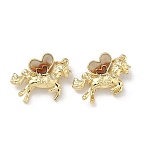 Brass Enamel Pendants, Unicorn with Heart Charms, Cadmium Free & Lead Free, Long-Lasting Plated, Rack Plating, Real 18K Gold Plated, 16x22x6.5mm, Jump Ring: 5x0.8mm, Inner Diameter: 3mm(KK-C252-04G)