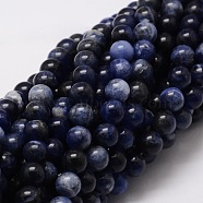 Natural Sodalite Round Beads Strands, 8mm, Hole: 1mm, about 48pcs/strand, 15.7 inch(X-G-E329-8mm-39)