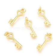 Alloy Pendants, Long-Lasting Plated, with Jump Ring, Heart Key, Real 18K Gold Plated, 20x7x2.3mm, Hole: 2.5mm(PALLOY-B024-05G)