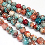 Synthetic Fossil Beads Strands, Dyed & Heated, Round, Colorful, 10mm, Hole: 1mm, about 38pcs/strand, 15.7 inch(X-G-L028-10mm-05)