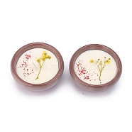 SaddleBrown Porcelain Candles, Bowl Shaped Smokeless Decorations, with Dryed Flowers, the Box only for Protection, No Supply Again if the Box Crushed, Violet, 65x31mm, 2pcs/set(DIY-P009-D12)