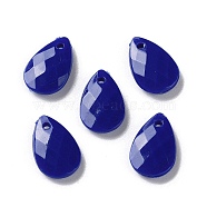Opaque Acrylic Charms, Faceted, Teardrop Charms, Dark Blue, 13x8.5x3mm, Hole: 1mm(MACR-F079-07F)