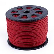 Faux Suede Cords, Faux Suede Lace, FireBrick, 1/8 inch(3mm)x1.5mm, about 100yards/roll(91.44m/roll), 300 feet/roll(LW-S028-22)