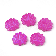 Freshwater Shell Beads, Spray Painted, Scallop Shell Shape, Magenta, 11.5~12x12.5~13x2~3mm, Hole: 0.8mm(SHEL-S274-14D)