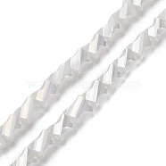 Electroplated Glass Beads Strands, Half Rainbow Plated, Faceted Twist Rectangle, White, 10x8x5mm, Hole: 1.2mm, about 50pcs/strand, 21.26''(54cm)(GLAA-G092-A-03)