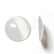 Cat Eye Glass Cabochons, Half Round/Dome, White, about 18mm in diameter, 4.8mm thick(CE072-18-9)